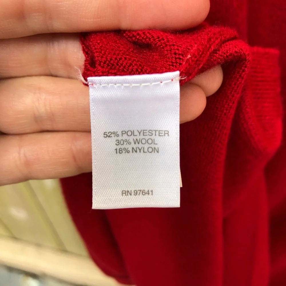 J. Jill Wool Blend Cardigan Size 2X Red Button Front Side Slits Patch Pockets - Picture 13 of 14